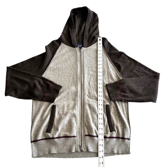 Gap EUC Y2K Wool Cotton Blend Full Zip Baseball Hoodie Gray Plum Cardigan L - Picture 7 of 9